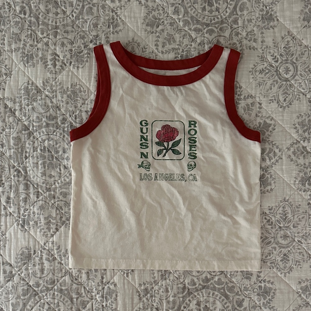 Guns N' Roses cropped White & Red Tank Top